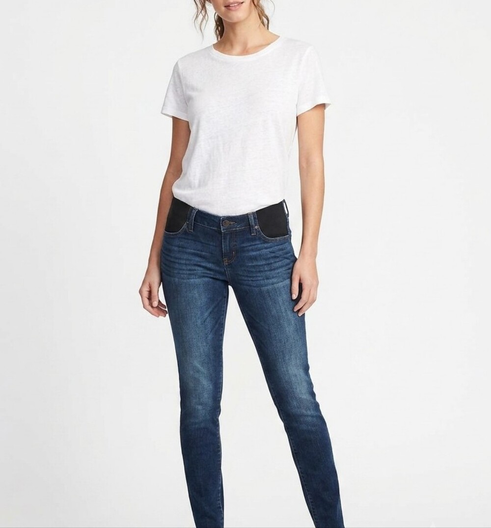 Maternity pre-pregnancy Dark Blue Skinny Jeans with Classic Denim Texture 6/28 R